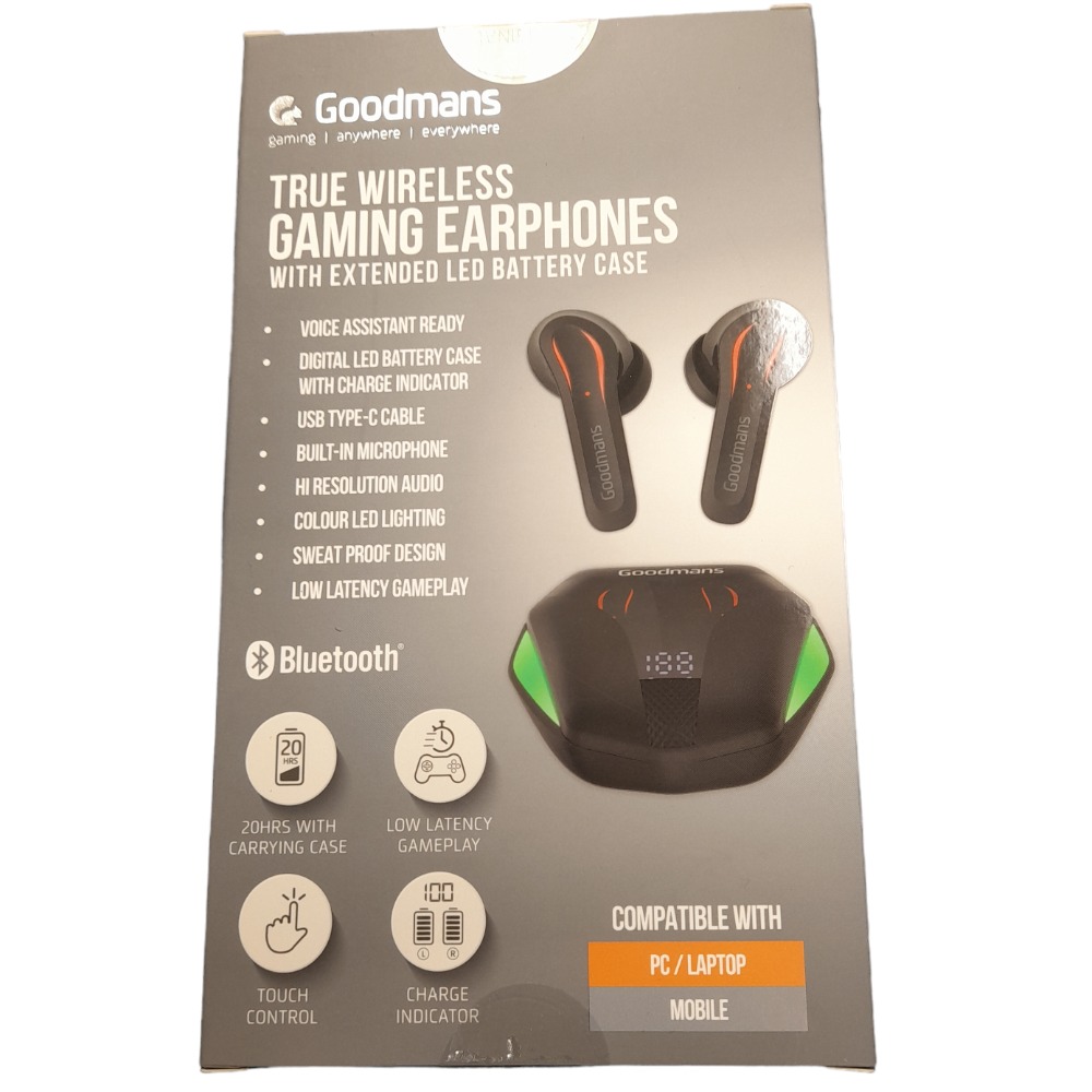 Goodmans Goodmans True Wireless Gaming Earphones (Black) Own4Less